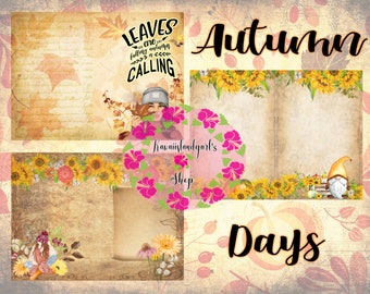 Autumn Days Digital Journal Kit~ Autumn Florals and more