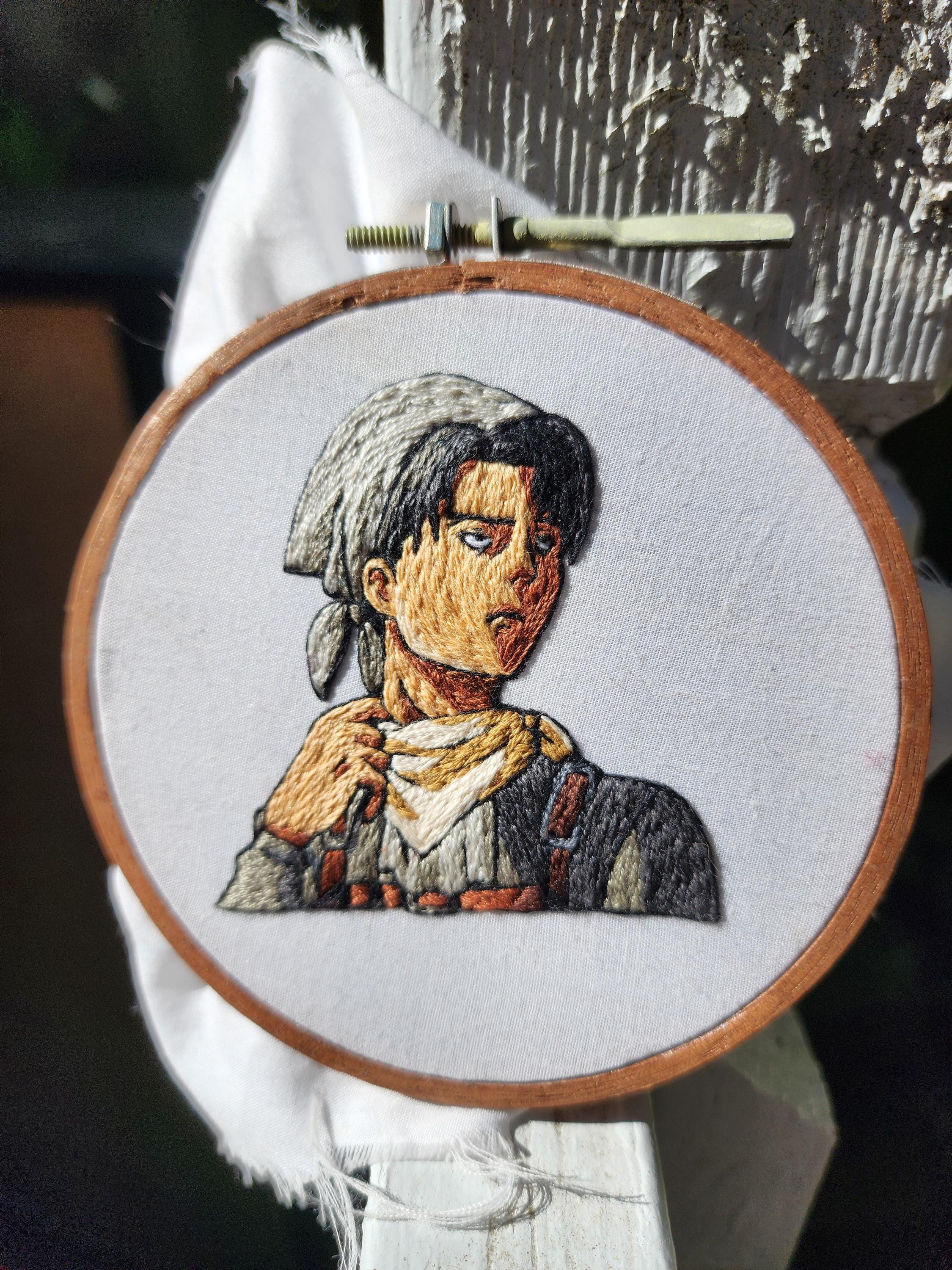Levi Ackerman Hand Embroidery Hoop, Captain Levi, Attack on Titan