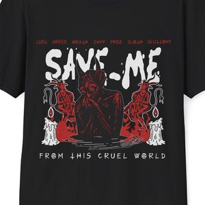 Seven Deadly Sins shirt satanic t-shirt satan save me t shirt devil lucifer tshirt Baphomet saves tee anti religion halloween pagan gothic