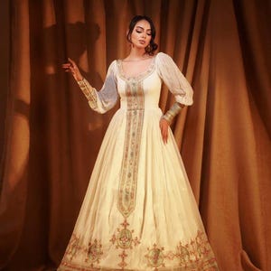 Traditional White Habesha Dress for Women – Ethiopian | Eritrean Cultural with Embroidery, Wedding & Special Occasion Dress