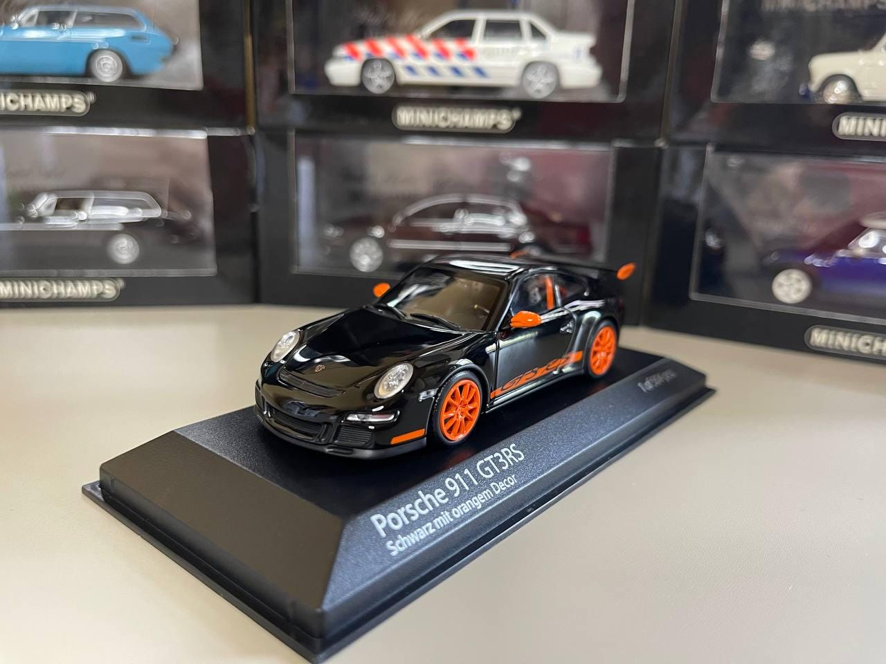 Porsche 911 GT3 RS 1:43 Minichamps Black and Orange - Etsy