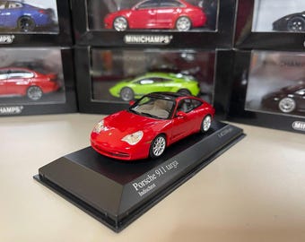 Miniature Porsche 911 1/64 Pop Race Targa Metallise Rouge Foncé