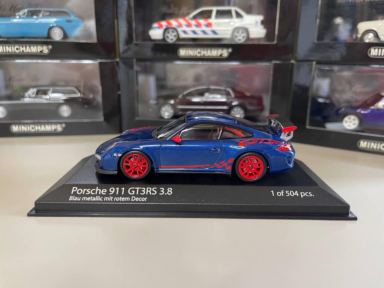 ミニチャンプス ポルシェ 911 GT3 RS 997 1/43 1/43 Porsche 911 (997-2) GT3 RS 3.8 2009 Blue Model Car by