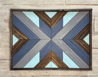 Handcrafted Wood Mosaic Barn Quilt Wall Art Tray