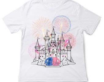 Stitch and Angel Disney Castle Magic Kingdom PNG file for T Shirts