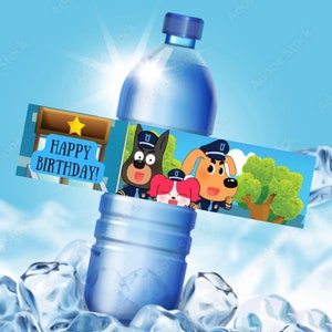 Etiquetas para botellas de agua del Sheriff Labrador descarga imprimible en PDF