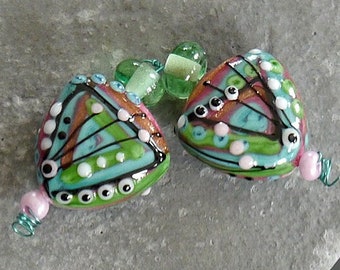 Handmade lampwork beads | earring pair | SRA | artisan glass | Silke Buechler