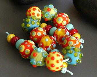 ONE strand handmade lampwork beads | set | SRA | OOAK | Silke Buechler