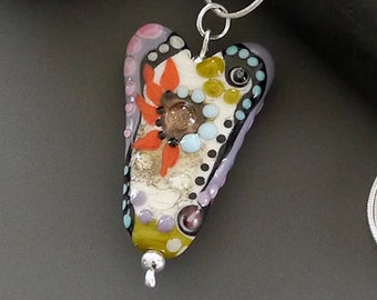 Lampwork bead pendant -- made by silke -- artisan glass -- SRA -- OOAK – sterling silver - BeAUTY of NaTURE