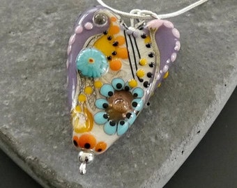 Pendentif en perle de chalumeau -- fabriqué par soie -- verre artisanal -- SRA -- OOAK - argent sterling - LA BEAUTÉ DE LA NATURE