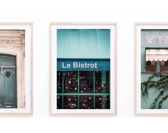 Paris printable set of three photographs in blue tones