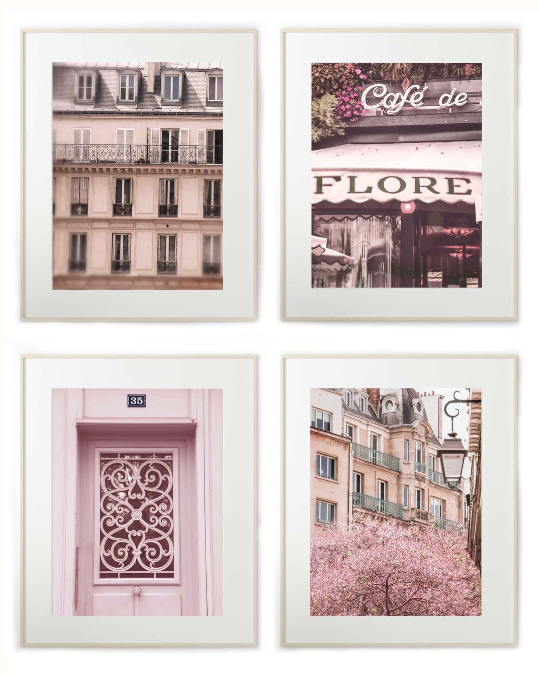Paris Set of Four Printable Photographs for Paris Wall Art in Pink Tones - Etsy