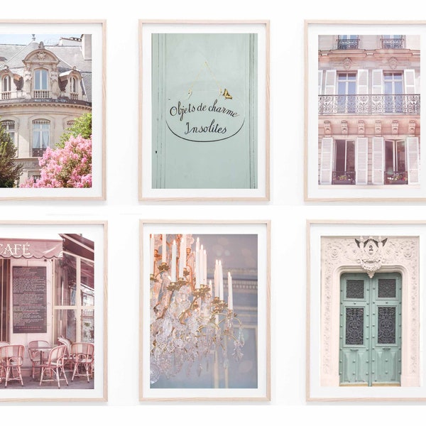 París en tonos pastel Wall Prints, Set of 6 Prints, Paris France Wall Art, Paris Wall Art, DESCARGA DIGITAL, PRINTABLE Art, Large Wall Art