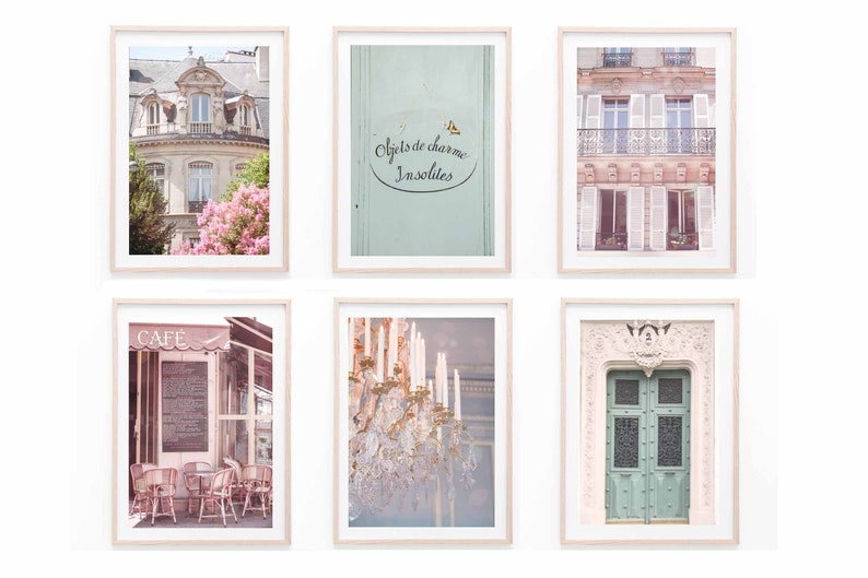 Paris in pastel tones Wall Prints, Set of 6 Prints, Paris France Wall Art, Paris Wall Art, DIGITAL DOWNLOAD, PRINTABLE Art, Large Wall Art image 1