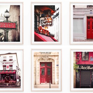 Paris in red tones Prints, Set of 6 Prints, Paris France Wall Art, Paris Wall Art, DIGITAL DOWNLOAD, PRINTABLE Art, Large Wall Art