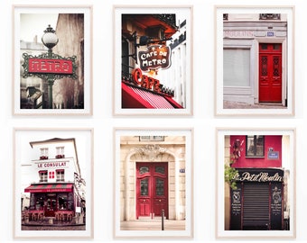 Paris in red tones Prints, Set of 6 Prints, Paris France Wall Art, Paris Wall Art, DIGITAL DOWNLOAD, PRINTABLE Art, Large Wall Art