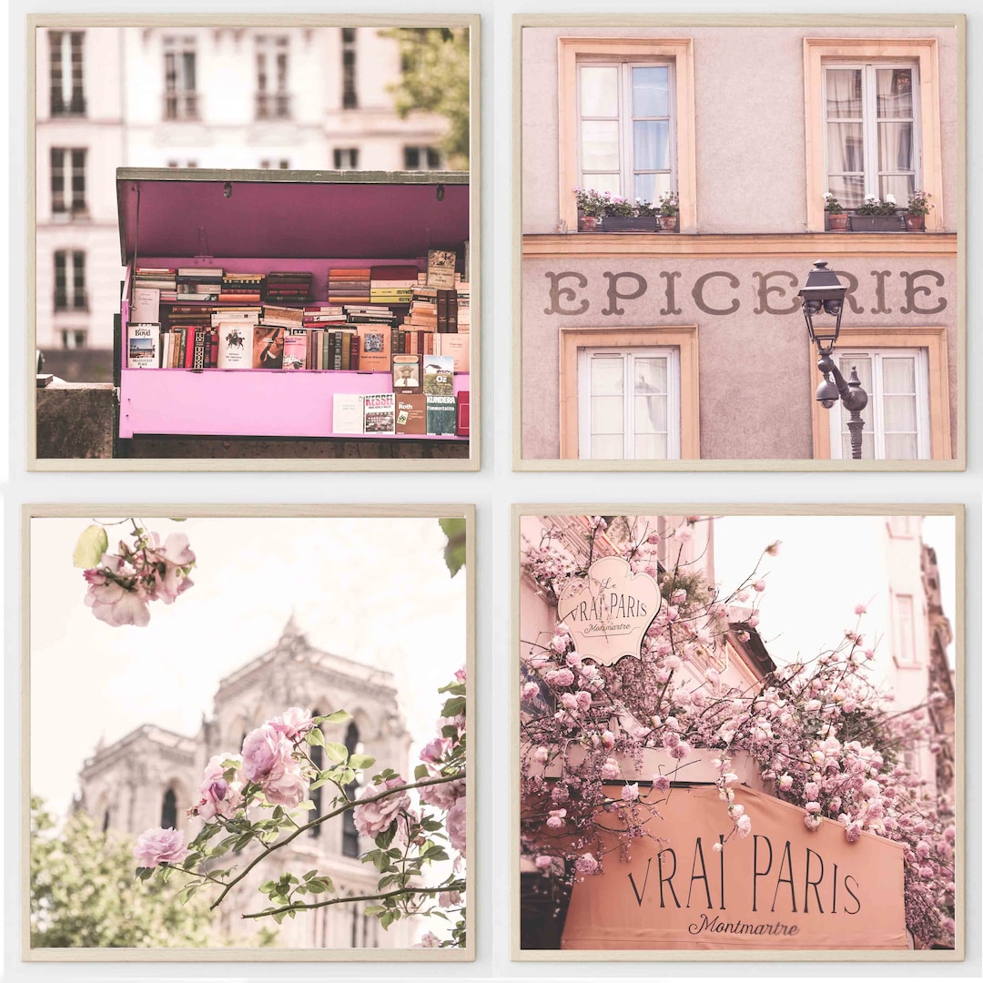 Paris Printable Set of Four Photographs in Pink Tones Paris Set of 4 Digital Prints Paris ...