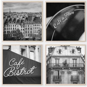 Paris  gallery wall set - Paris set of 4 digital prints - Paris photography - Black and white Paris prints  - Paris wall art