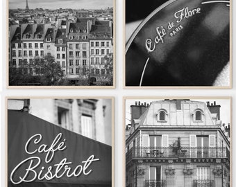 Paris  gallery wall set - Paris set of 4 digital prints - Paris photography - Black and white Paris prints  - Paris wall art