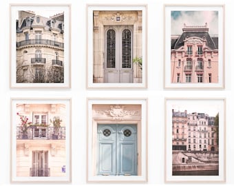 Paris pastel  Prints, Set of 6 Prints, Paris France Wall Art, Paris Wall Art, DIGITAL DOWNLOAD, PRINTABLE Art, Large Wall Art