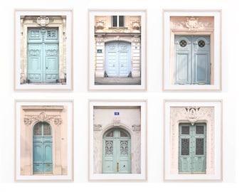 Paris pastel doors Prints, Set of 6 Prints, Paris France Wall Art, Paris Wall Art, DIGITAL DOWNLOAD, PRINTABLE Art, Large Wall Art
