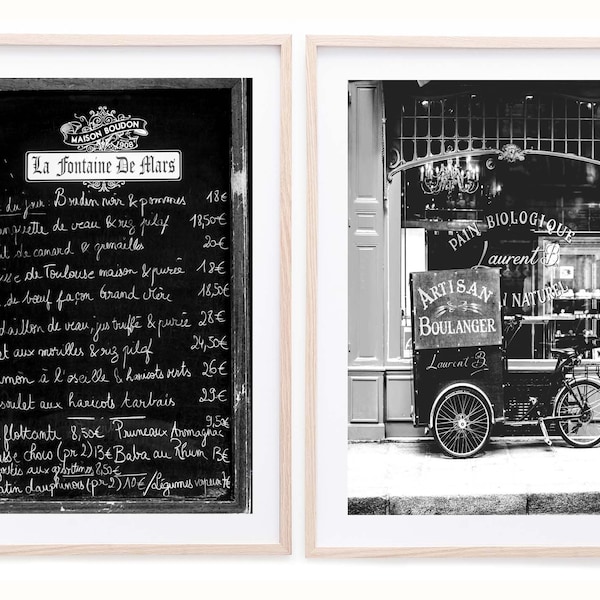 Paris bakery and menu board printable photography for kitchen wall art