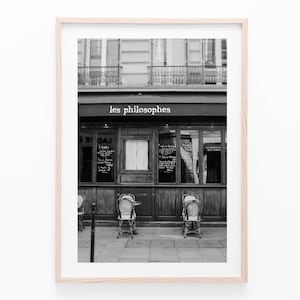 Parisian cafe printable photography for wall decor, Paris Photography Print, black and white Paris photography, French Wall Decor