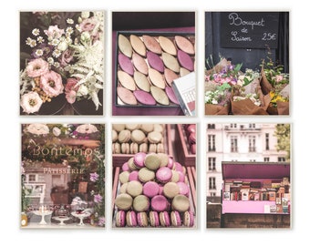 Paris in Pastel Pink Tones Prints, Set of 6 Prints, Paris France Wall ...
