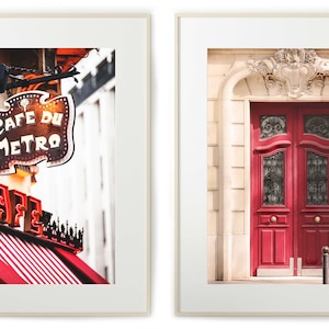 Set of two Paris prints for wall decor instant download prints Red wall decor Paris in red Paris wall art Printable wall decor image 1