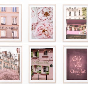 Paris in Pastel Pink Tones Prints, Set of 6 Prints, Paris France Wall ...