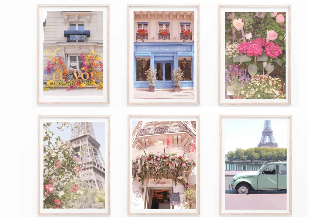 Paris in Pastel Tones Wall Prints, Set of 6 Prints, Paris France Wall ...