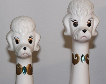 Adorable Vintage 1960s Ceramic Poodle Figurines DOGS