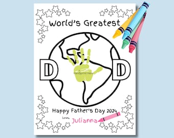 Handafdruk voor Vaderdag, afdrukbare vaderdagkunst, cadeau voor papa