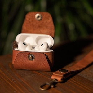 Personalized Leather Airpods Pro Case: Monogrammed Full-Grain Cowhide