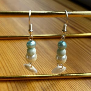 Silver Seashell and Pearl Earrings