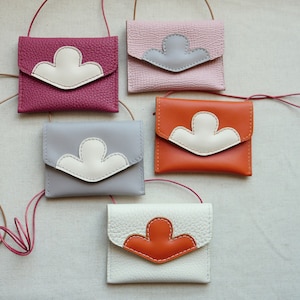 Monedero de piel para el cuello, Monedero pequeño para niños, Bolsillo en el pecho, Monedero para niños, Monedero de piel hecho a mano