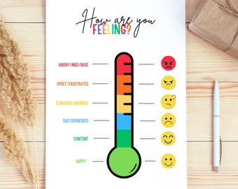 Printable Feelings Thermometer Worksheet - Etsy