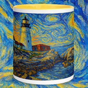 Acadia Van Gogh Art Mug | Acadia National Park Cup, National Park Mug, Acadia Art Cup, Van Gogh Art Mug, Acadia Gift, Ceramic Art Coffee Mug