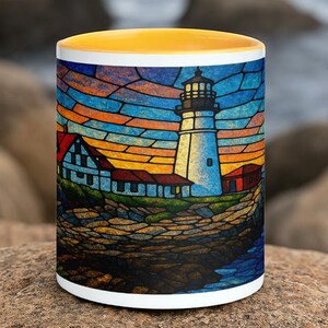 Acadia Stained Glass Art Mug | National Park Mug, Acadia Art Cup, Stained Glass Art Cup, Ceramic Coffee Mug, Acadia Gift, Artistic Mug