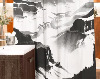 Grand Canyon Zen-douchegordijn | Douchegordijn Grand Canyon National Park, op de natuur geïnspireerd badkamerdecor, decor zenkunst, 71" × 74"