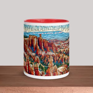 Bryce Canyon Stained Glass Art Mug – Bryce Canyon National Park Mug, Ceramic, Unique Nature-Inspired Mug, Perfect for Nature & Coffee Lovers