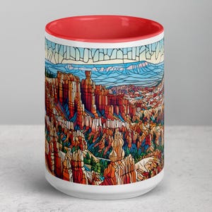 Bryce Canyon Stained Glass Art Mug, Bryce Canyon National Park Mug, Ceramic, Nature-Inspired Coffee Mug, Perfect for Nature Lovers, Art Mug