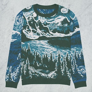 Glacier Knitted Crewneck Sweater | National Park Knitted Sweater, Cozy Nature-Inspired Sweater, Unisex Knitted Sweater, Nature Lovers Gift