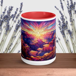 Grand Canyon National Park Stained Glass Art Mug – Grand Canyon Mug, Ceramic, Nature-Inspired Coffee Mug, Perfect for Nature Lovers