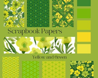 Zesty Lime Green and Yellow Scrapbook and Crafting Papers