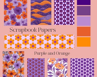 Beautiful Orange and Purple Scrapbook and Crafting Papers