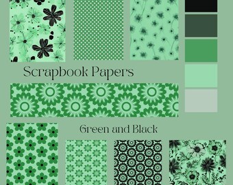 Green and Black Scrapbook and Crafting Papers