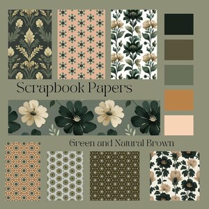 Gröna och naturbruna scrapbook- och hobbypapper