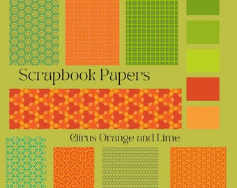 Citrus Coloured Orange and Lime Repeating Scrapbook and Crafting Papers