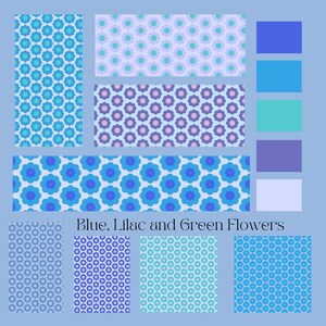 Scrapbooking et papiers pour travaux manuels Fleurs à répétition bleues et lilas